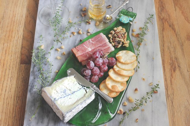 Melted wine bottle serving plate