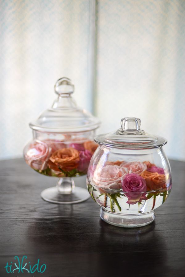 Floating floral apothecary jars