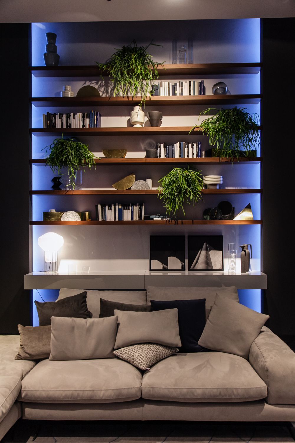 Mix and match the items that you display on a shelf for a bit of diversity. For example, put books next to planters