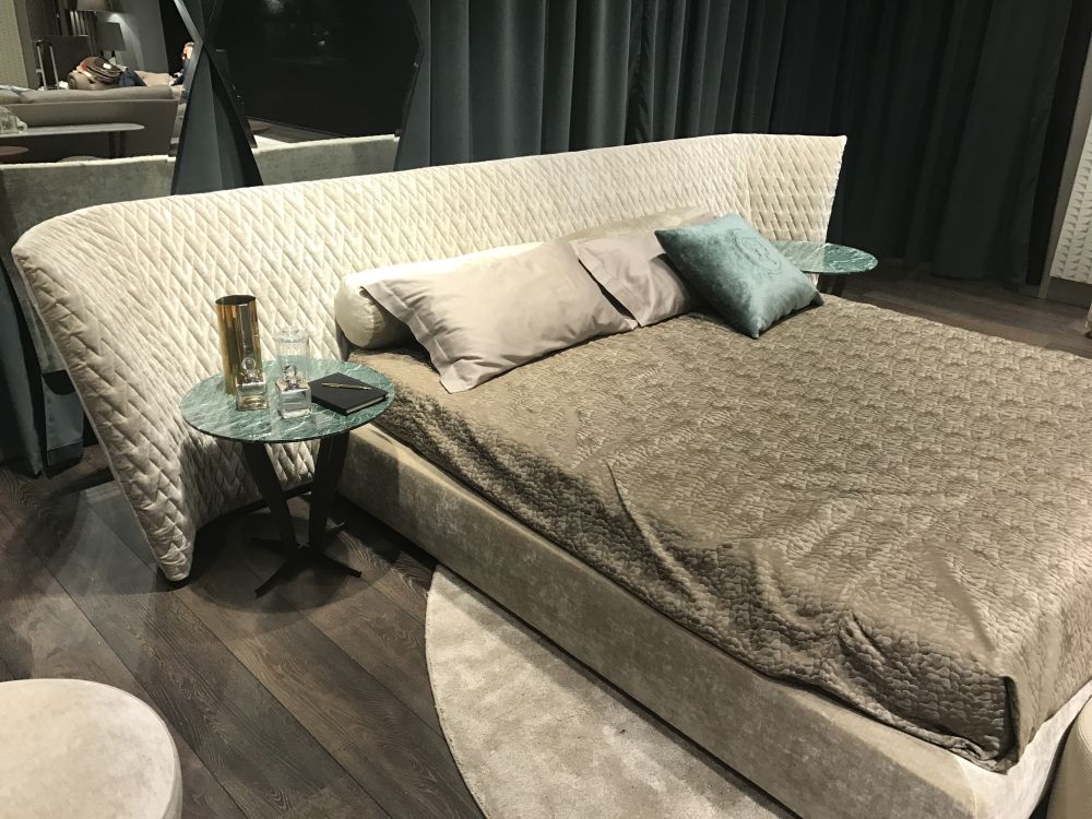 Floor small gray headboard with a modern pattern