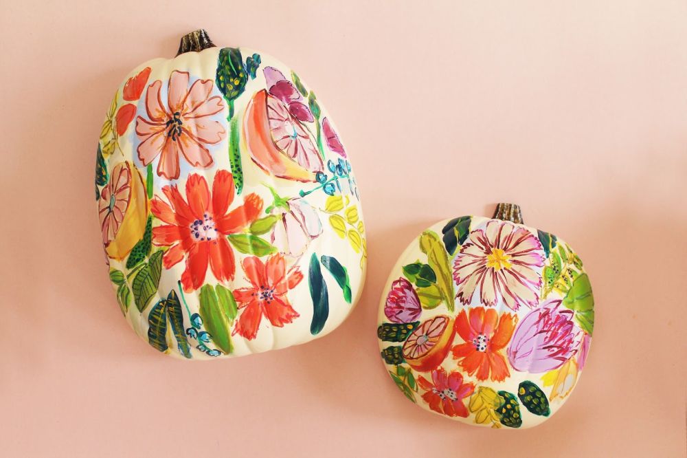 Floral fall pumpkin painting