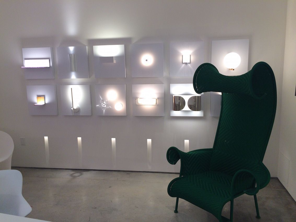 Flos lighting with jade green chair