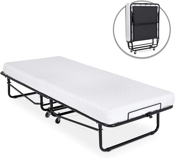 Folding Rollaway Cot-Sized Mattress Guest Bed
