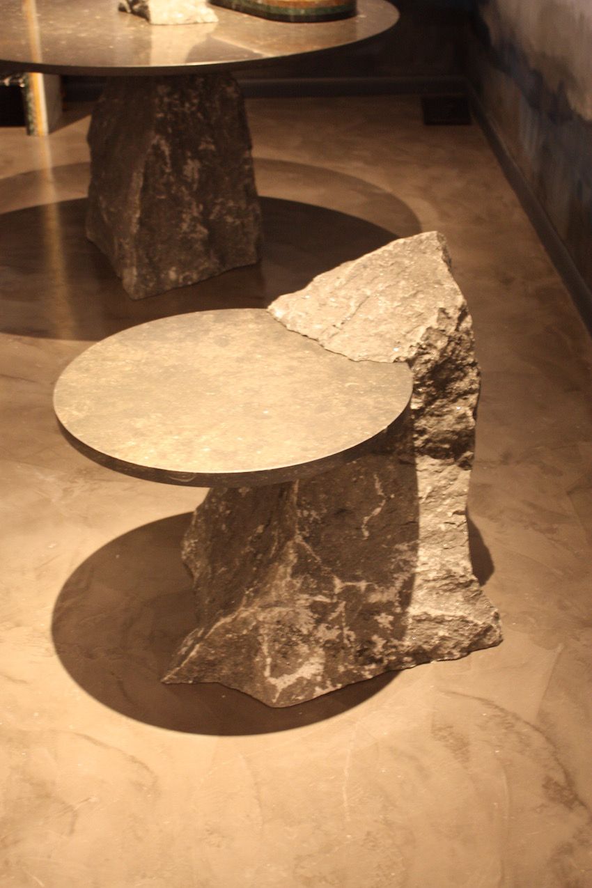 Rather than just make pieces from polished stone, Dutch designer Lex Pott, who is known for his reinterpretation of basic geometric shapes, let's the organic form of the stone feature in his pieces.