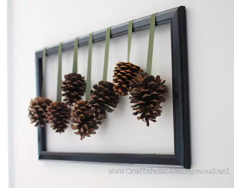 Framed pine cones