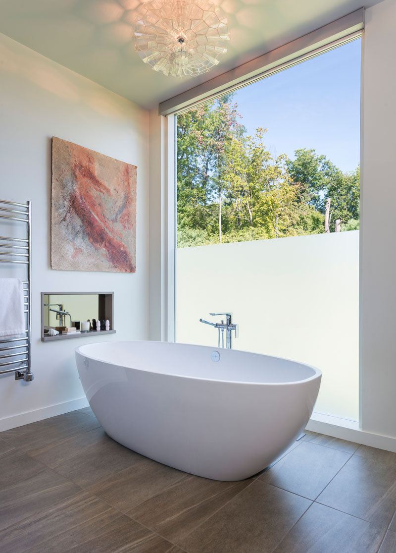 Cement bathroom vanity countertop design and black faucet