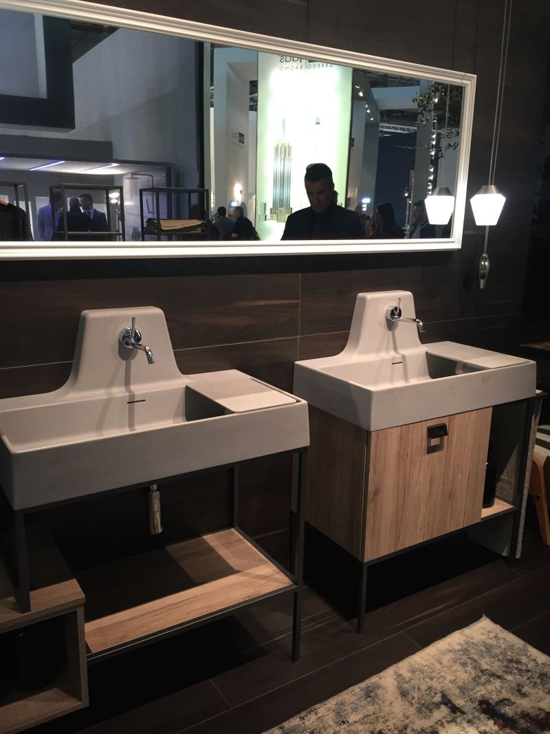 Freestanding double sink vanity with mirror