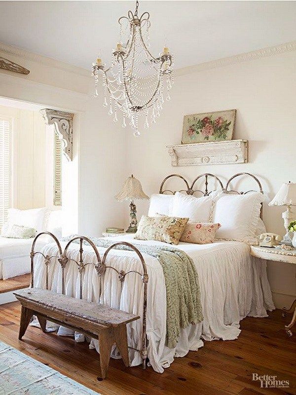 French country bedroom long linens