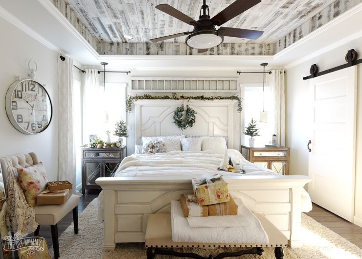 French country bedroom whitewash wood