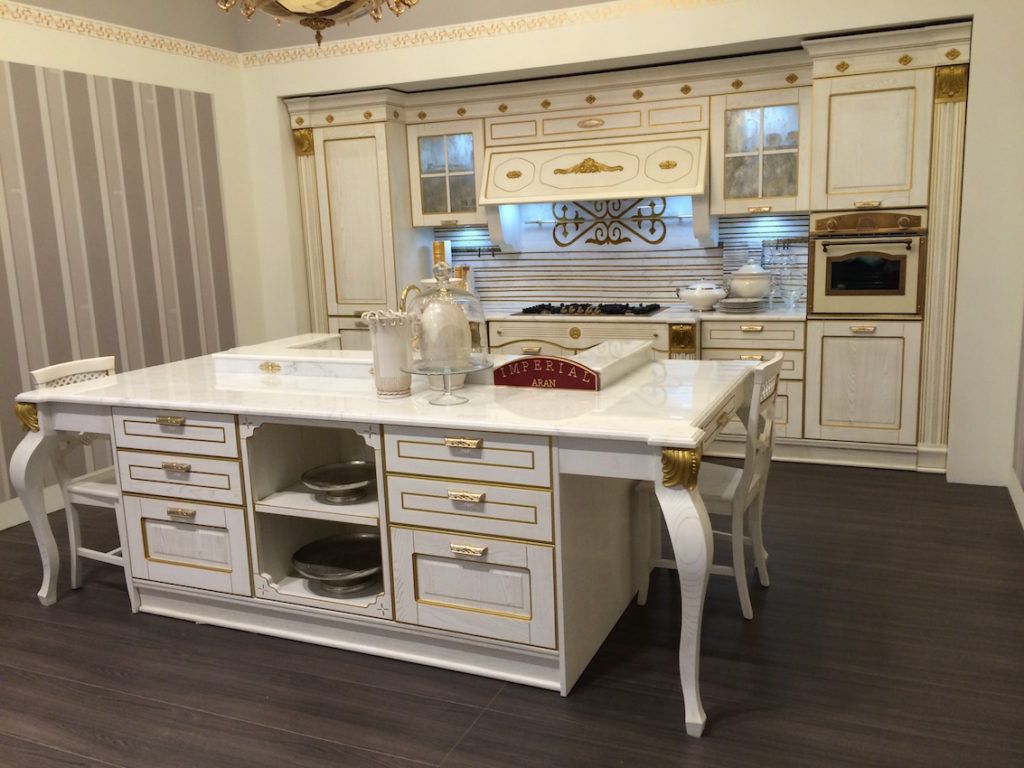 French elegant kitchen with marble top