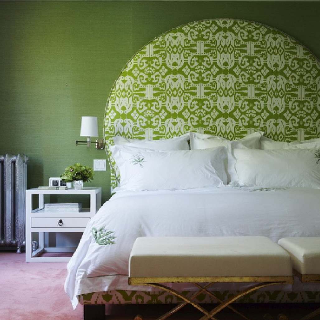 Fresh green monochromatic bedroom