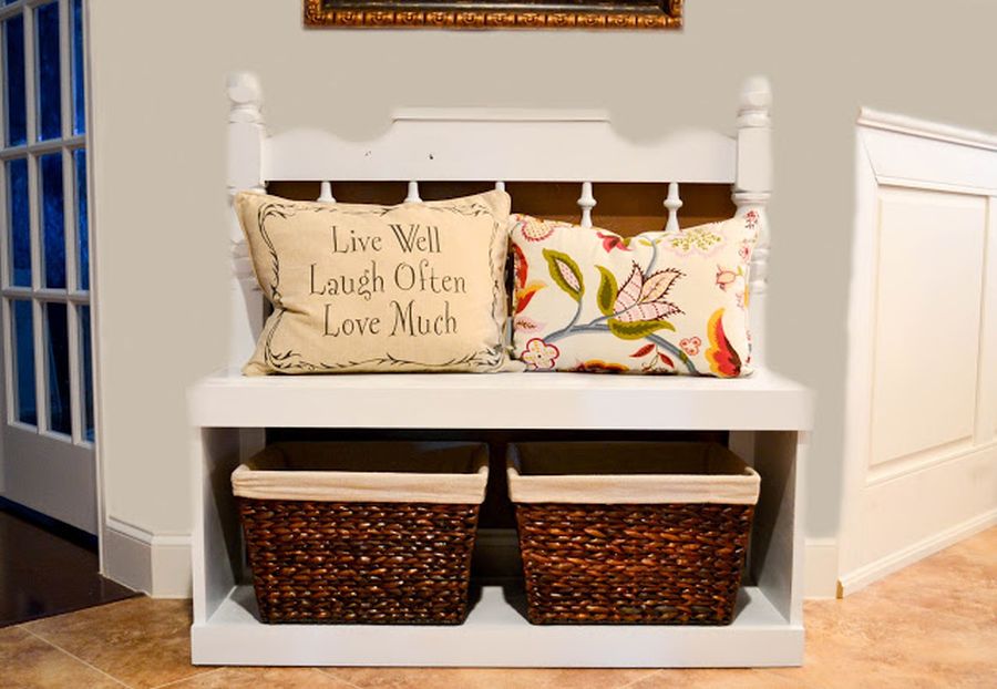 A headboard turned into a bench