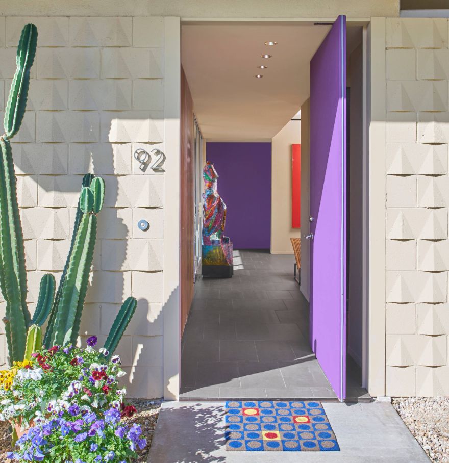 Front door painted in purple
