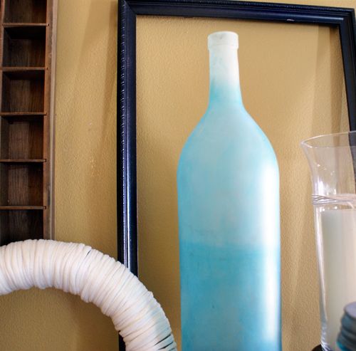 Frosted glass wine bottle