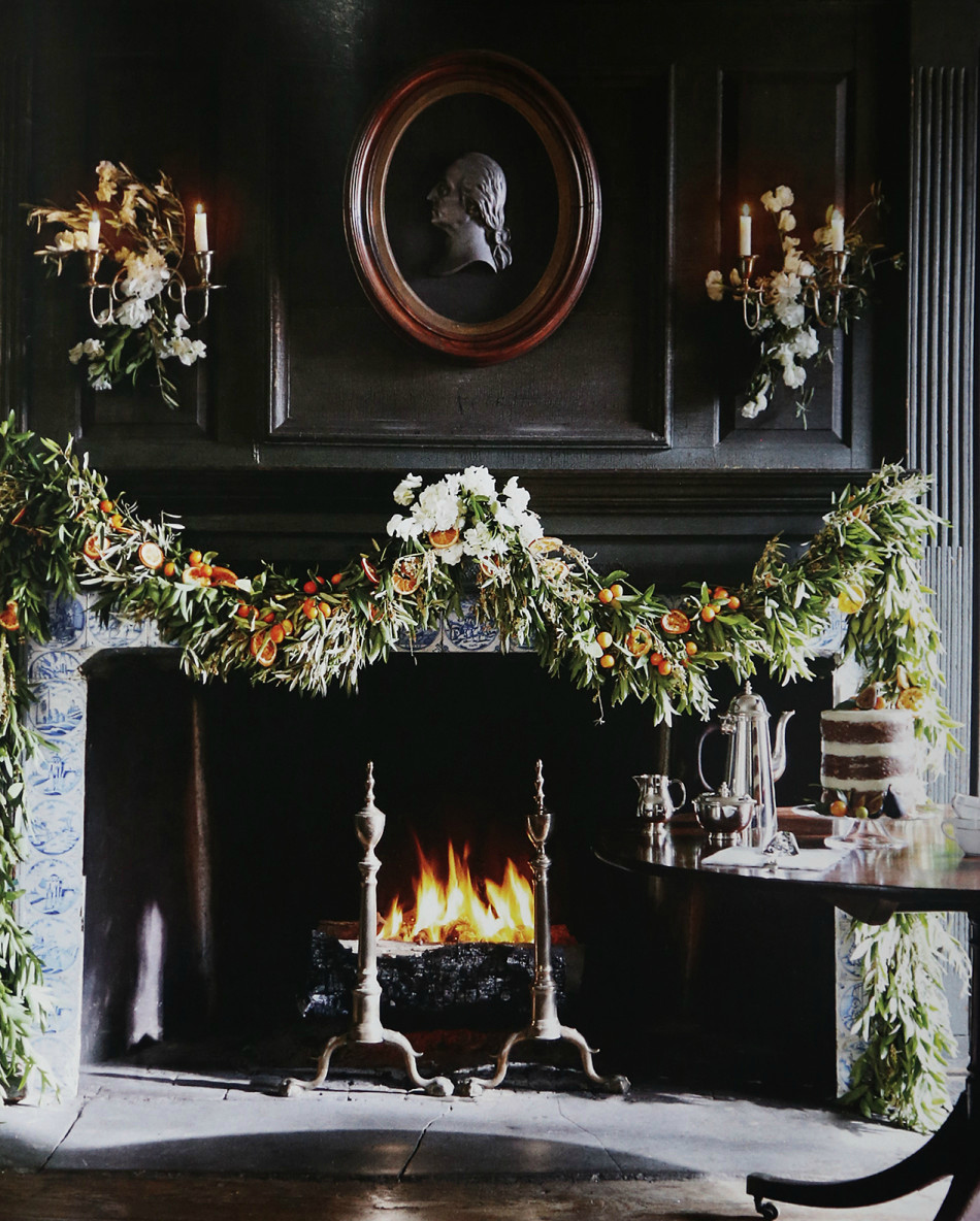 Fruits flowers mantel