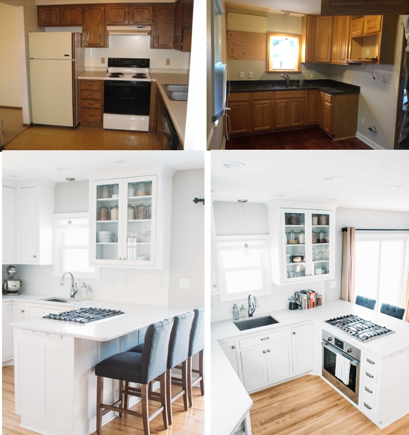 Full kitchen before and after