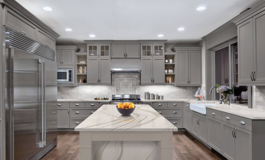 A Stylish and Modern Gray Marble Kitchen