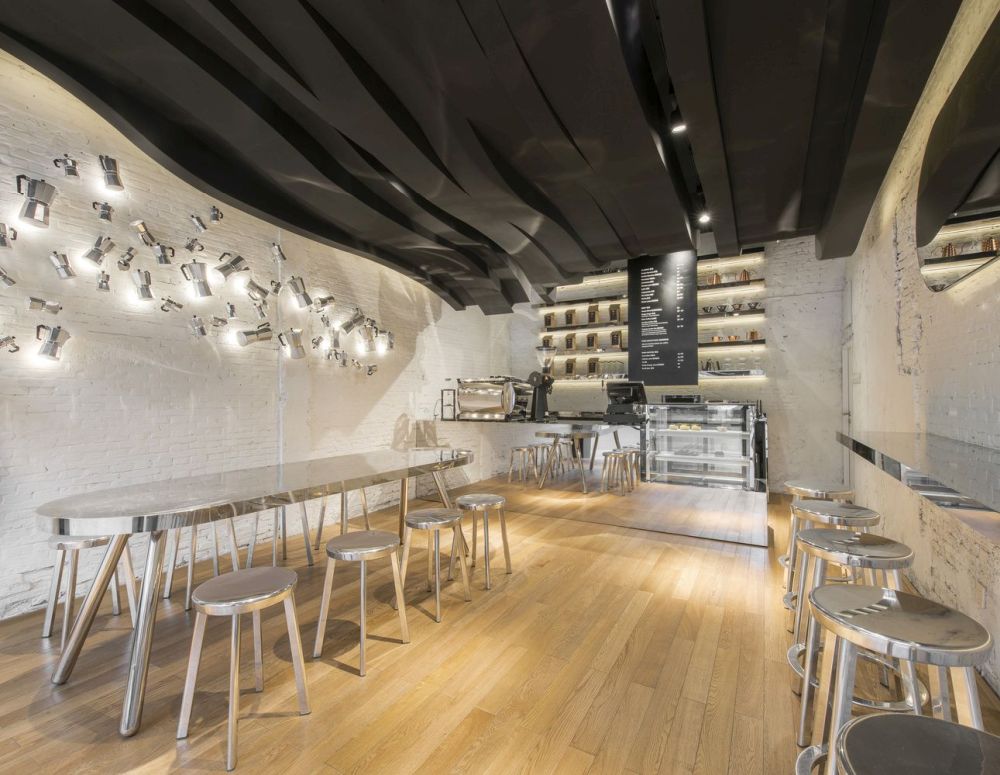 Fumi Coffee Shop Design White Brick