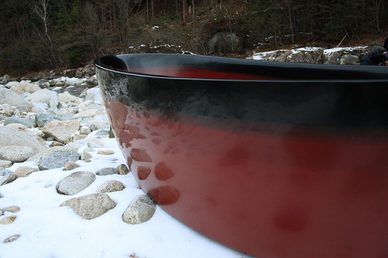 Furo's Urushi lacquered wooden bathtubs are based on the centuries-old art of lacquer. It is created by applying a natural sap that over a wood surface. The company's name -- Furo -- is the world for Japanese bath