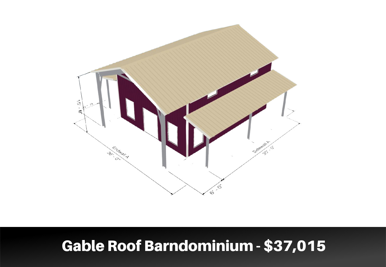 Gable Roof Barndominium - $37,015