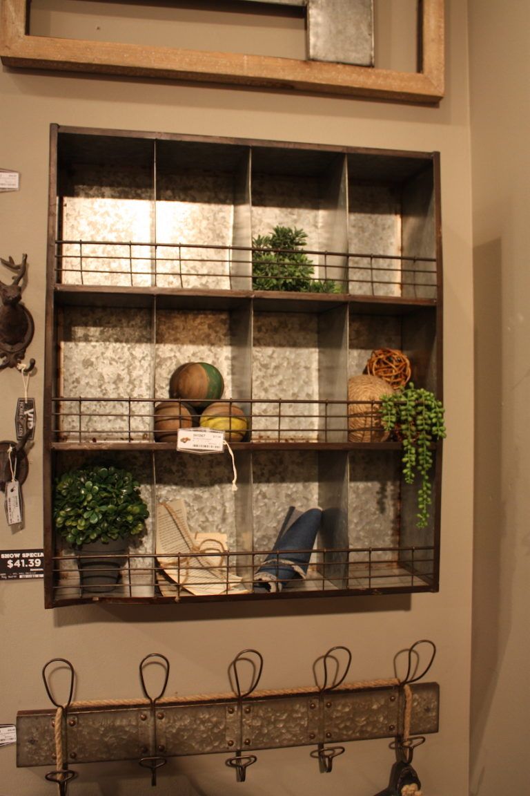 VIP Home & Garden wall shelves and coat racks are another way to add galvanized metal to decor.