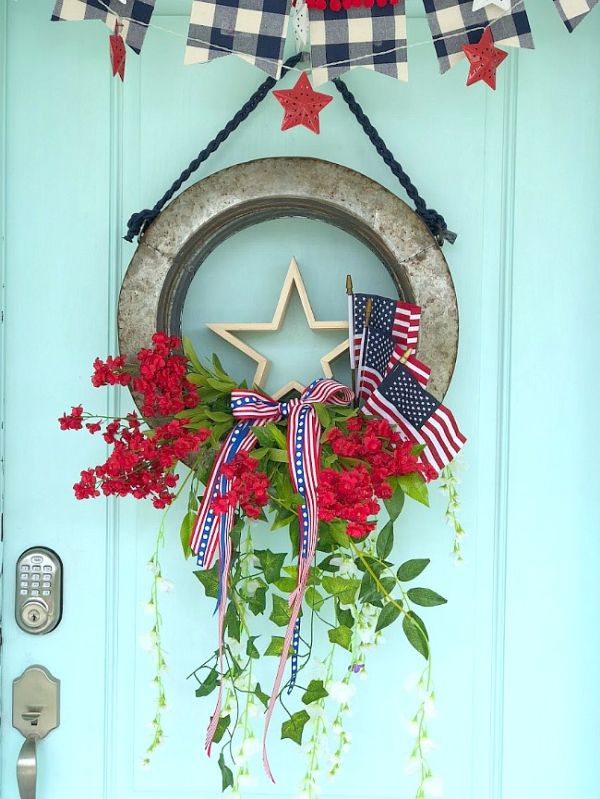 Galvanized wreath with farmhouse vibes