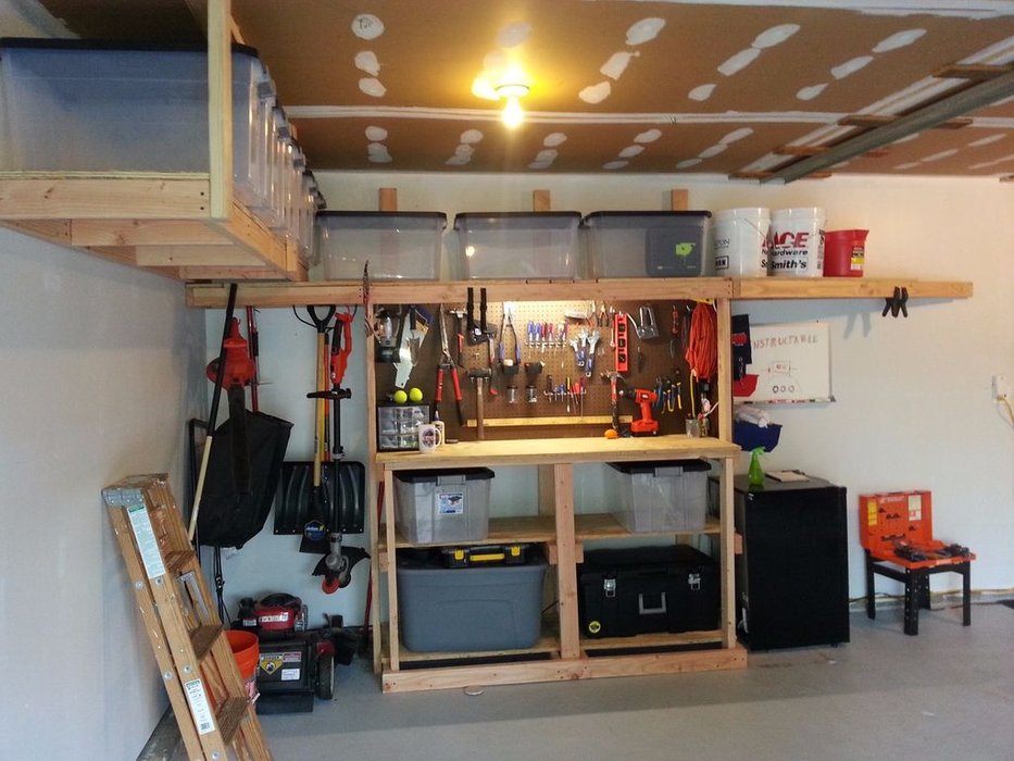 Garage storage workbench