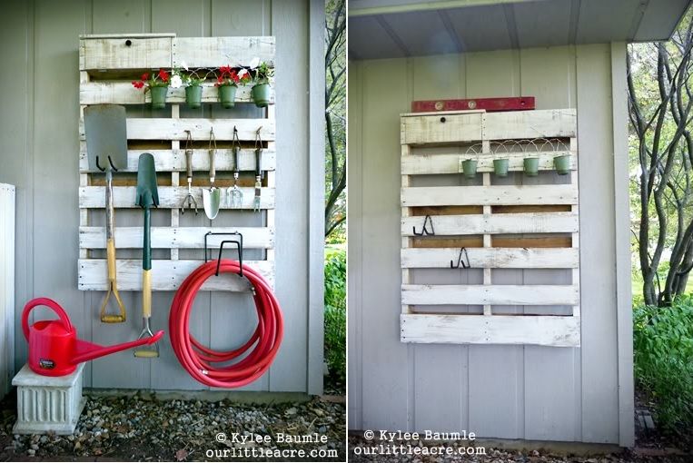 pallet garden utensil storage