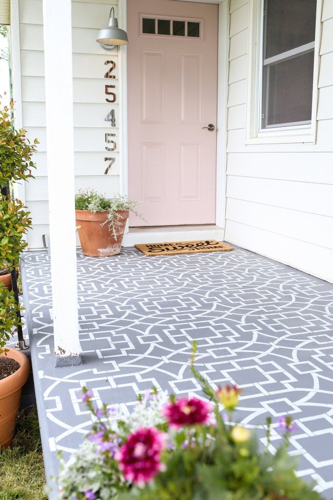 Geometric Stencils Add Bold Style To A Concrete Porch