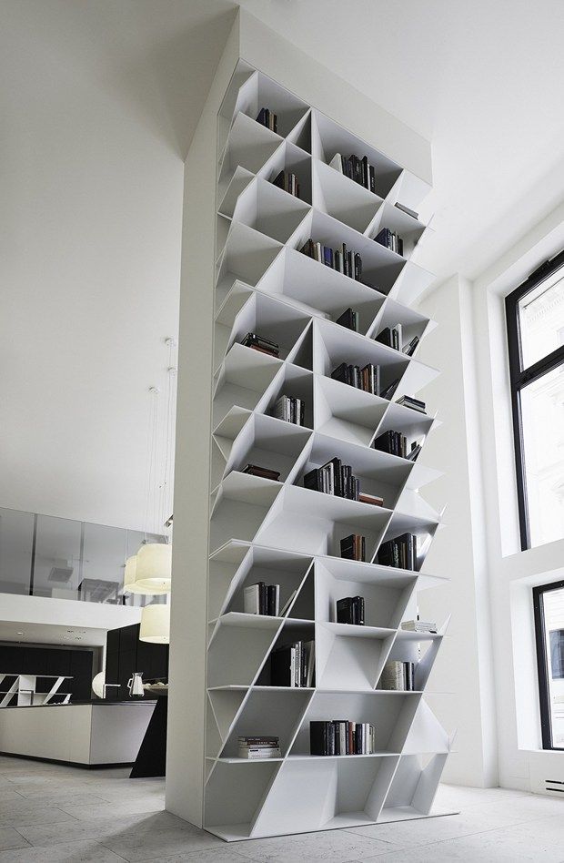 Geometric bookcases and wall units