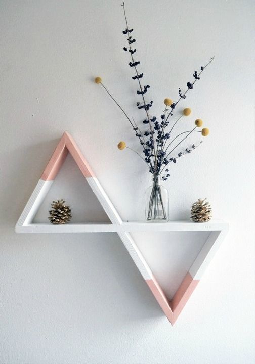 Geometric shelves with pastel colors