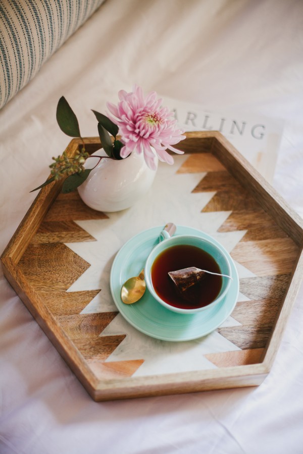 Geometric wooden serving tray