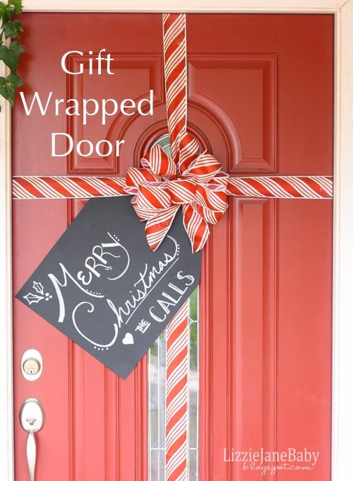 Gift Wrapped Front Door – with Tag
