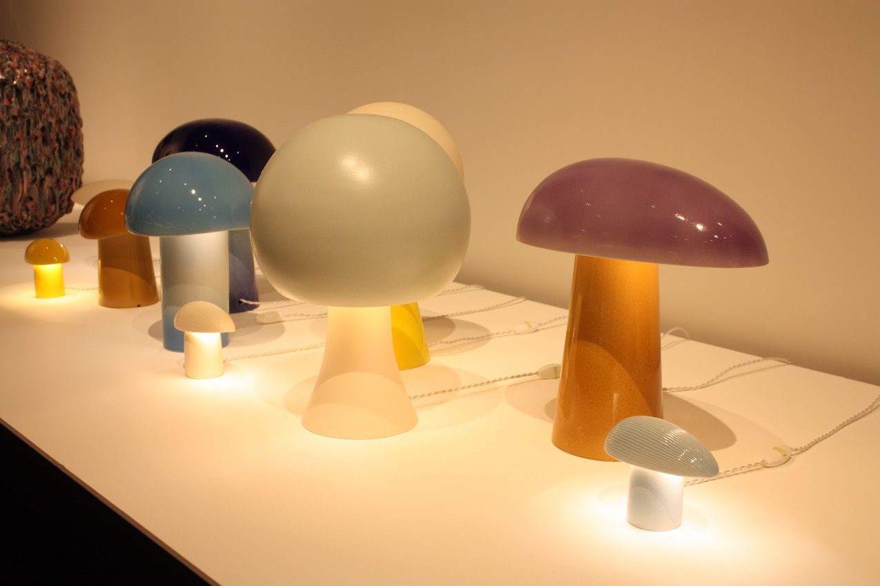 Elements of the mushroom shape often appear in Devriendt's work. Grouped or singly, these lights are conversation pieces.