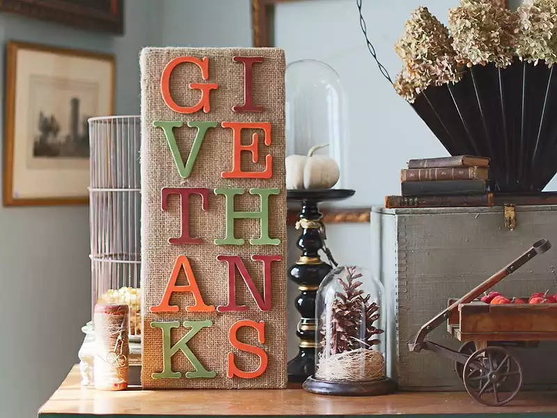 Give Thanks Burlap Sign