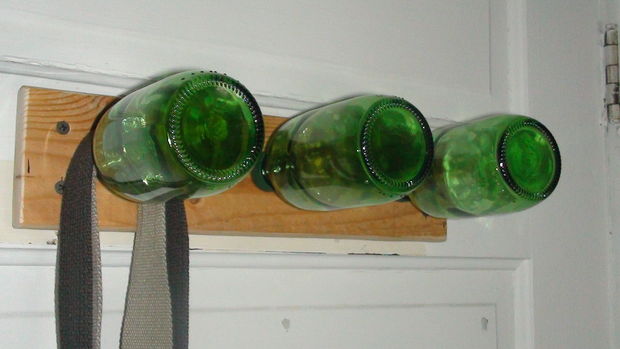 Glass bottle coat hanger