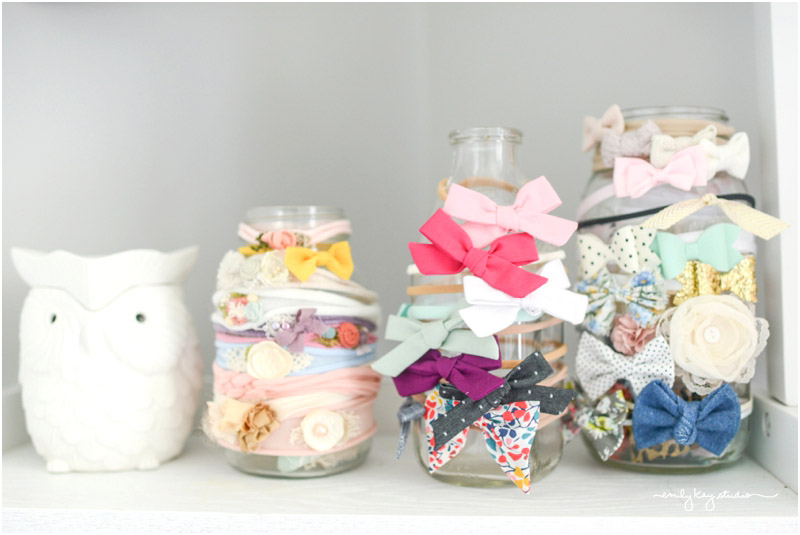 Glass jars used for nursery organization