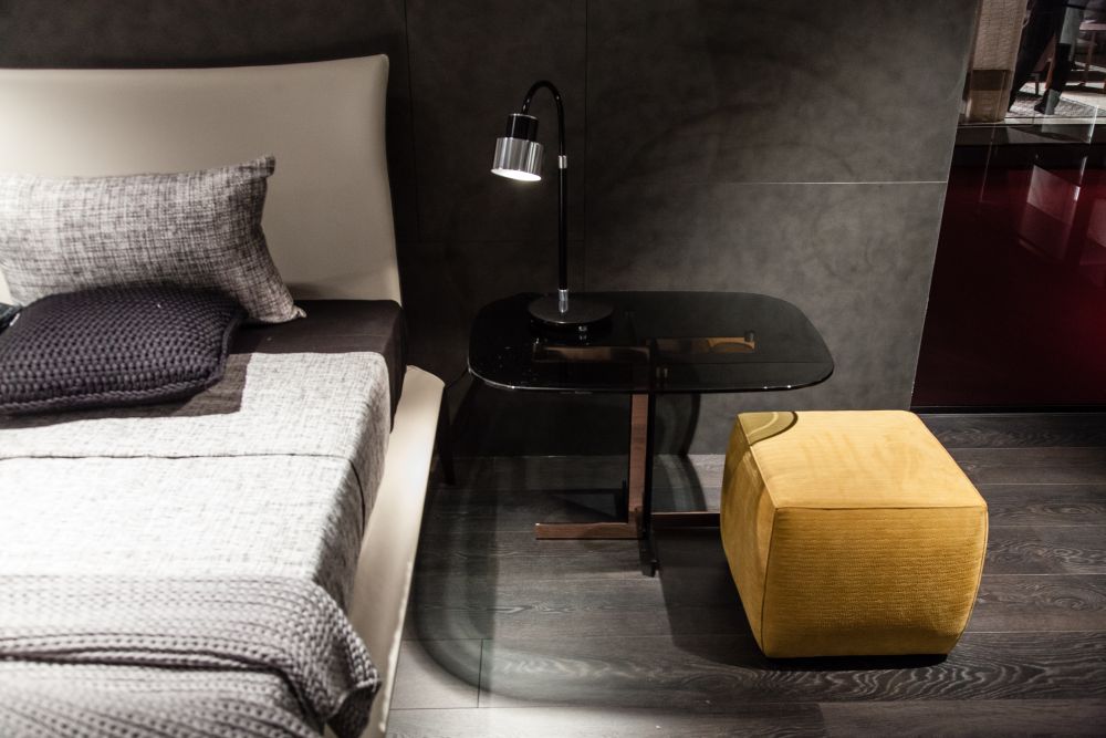 Glass top bedside table design ideas and small ottomans