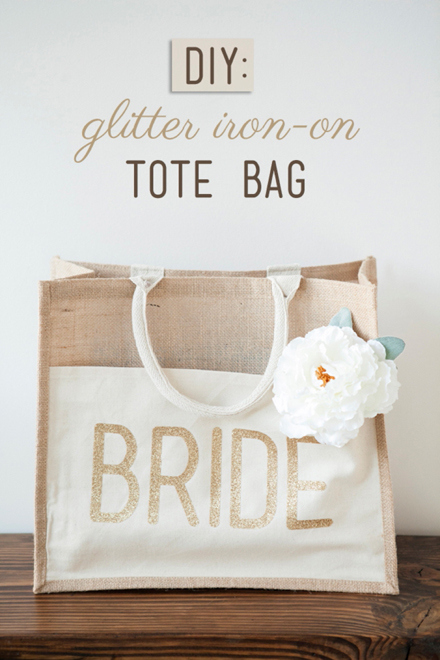 Glitter iron tot burlap bag