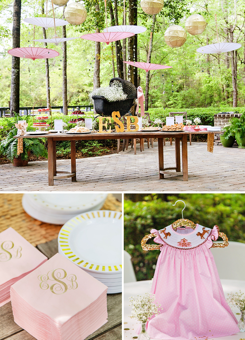 Glitzy pink gold baby shower