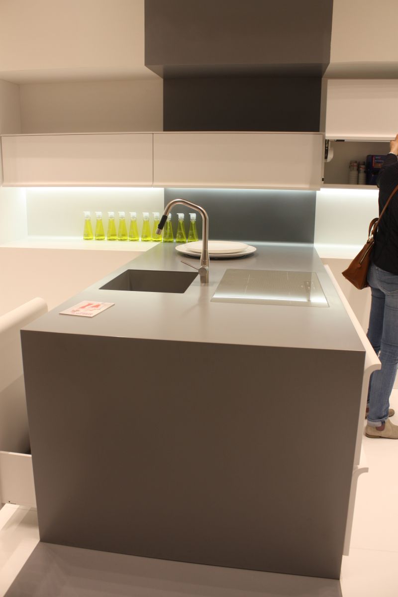 Glossy grey kitchen cabinets