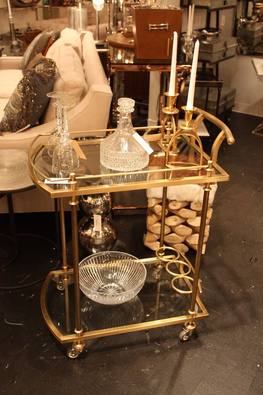 Go Home bar cart in brass finish