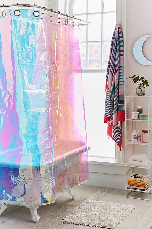 Iridescent Shower Curtain Look