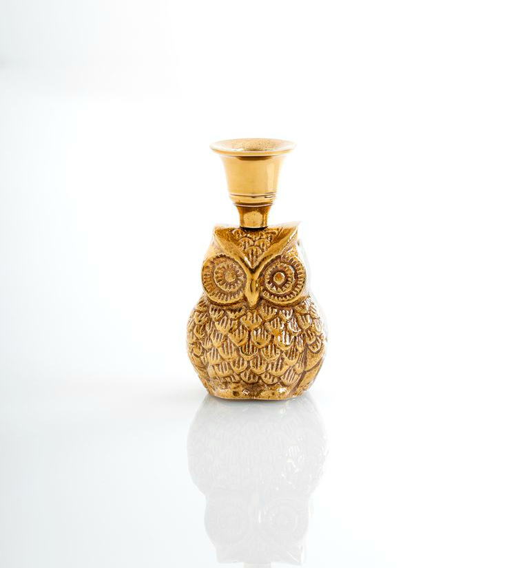 Gold owl candlestick