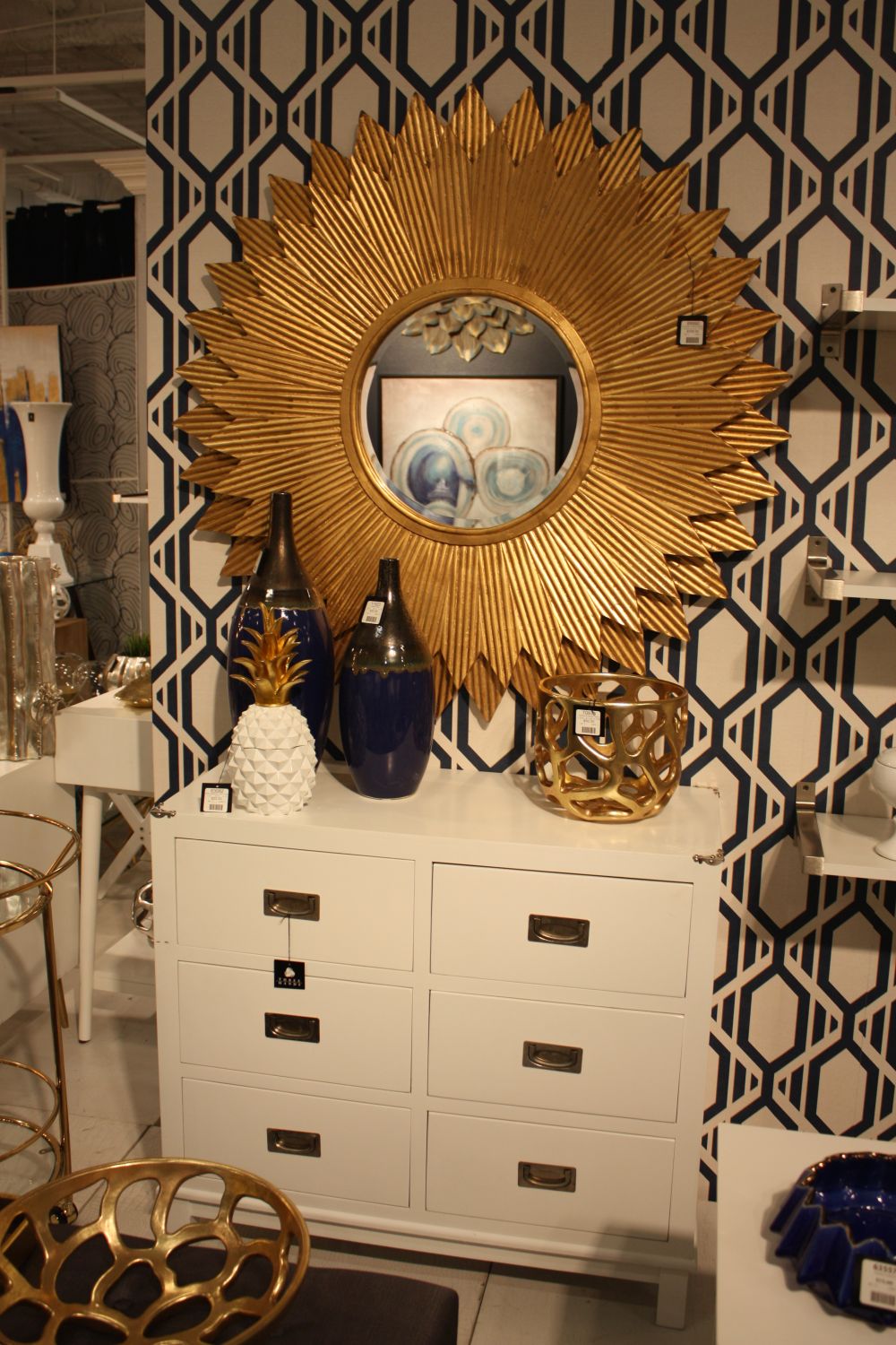 Gold sun burst mirror decor