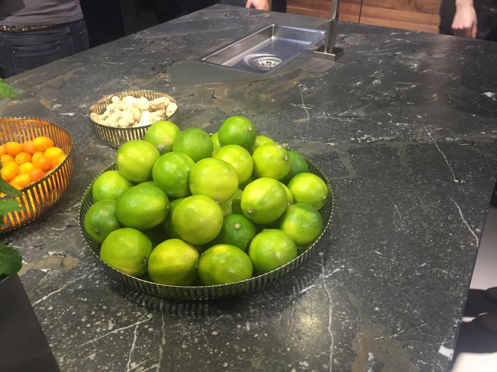 Granite kitchen island countertop with green apple 1