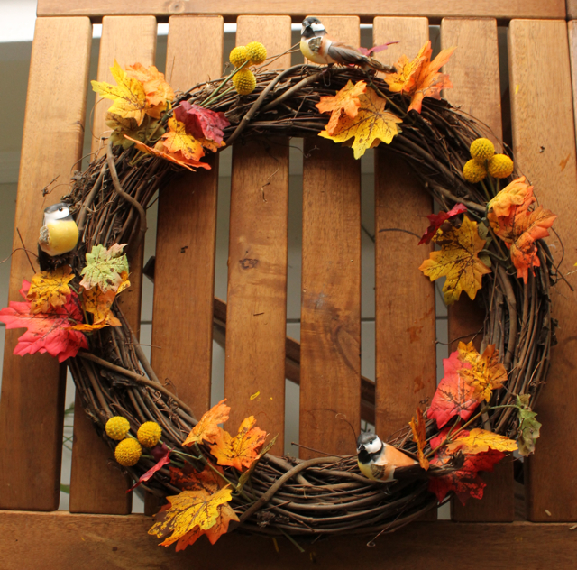 Grapevine wreath with few bird decorations