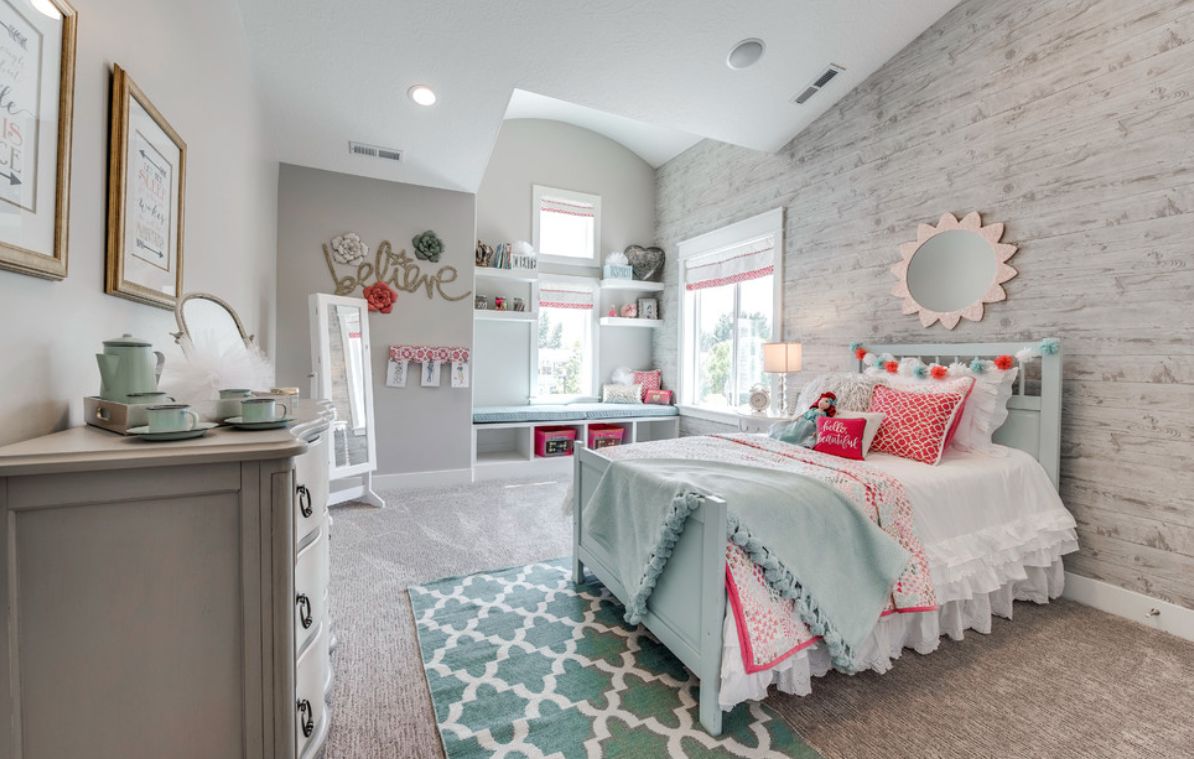 Gray teenage bedroom decor