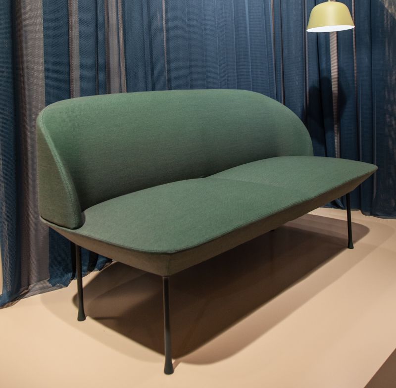 Green Muuto Couch with modern pin legs