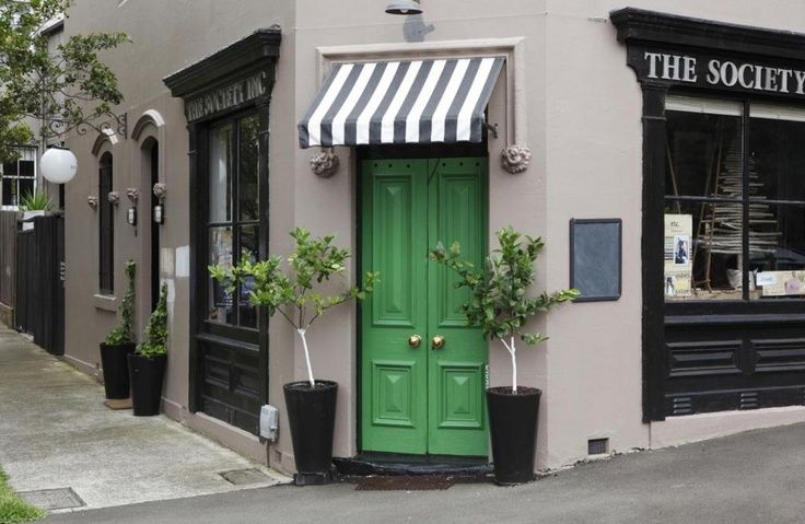 Green corner front door